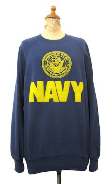 画像1: 1980's SANTEE SWEATS "NAVY" Crew Neck Sweat Shirts -made in USA-　NAVY　size M - L (表記 L) (1)