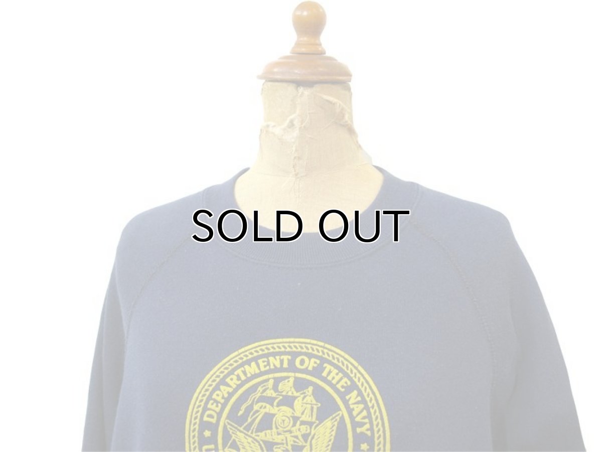 画像2: 1980's SANTEE SWEATS "NAVY" Crew Neck Sweat Shirts -made in USA- NAVY size M - L (表記 L) (2)