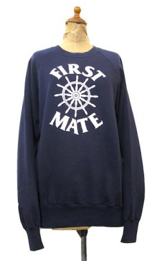 画像1: 1980's Anvil "FIRST MATE" Crew Neck Sweat Shirts -made in USA-　NAVY　size M - L (表記 L) (1)