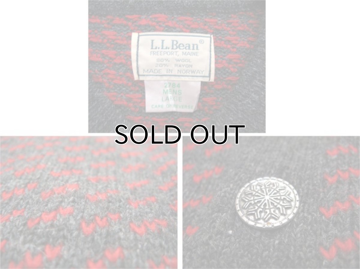 画像3: L.L.Bean Birdseye Wool Cardigan -made in NORWAY-　Charcoal / Red　size L (表記 L) (3)
