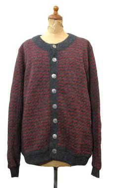 画像1: L.L.Bean Birdseye Wool Cardigan -made in NORWAY-　Charcoal / Red　size L (表記 L) (1)