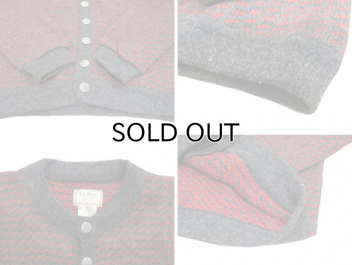 画像4: L.L.Bean Birdseye Wool Cardigan -made in NORWAY-　Charcoal / Red　size L (表記 L) (4)