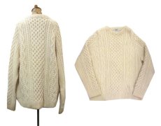 画像2: "Blarney Woollen Mills" Fisherman's Sweater -made in IRELAND-　NATURAL　size L (表記 不明) (2)