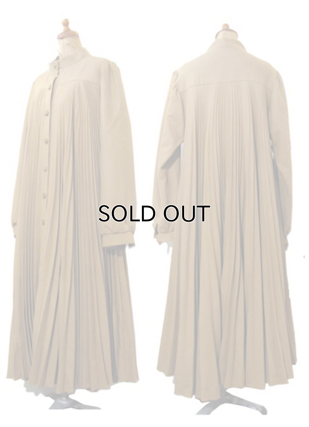 画像2: 1960-70's OLD Pleats Design Wool Coat　BEIGE　size Free (2)