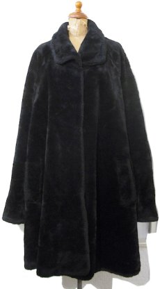 画像1: 1980's~ Europe Big Silhouette Boa Coat　BLACK　size Free (表記 不明) (1)