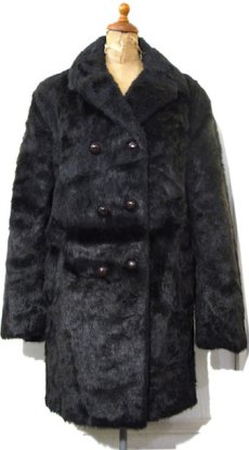 画像1: 1970's "Adams" Double Breasted Fake Fur Coat　BLACK　size S (表記 16) (1)