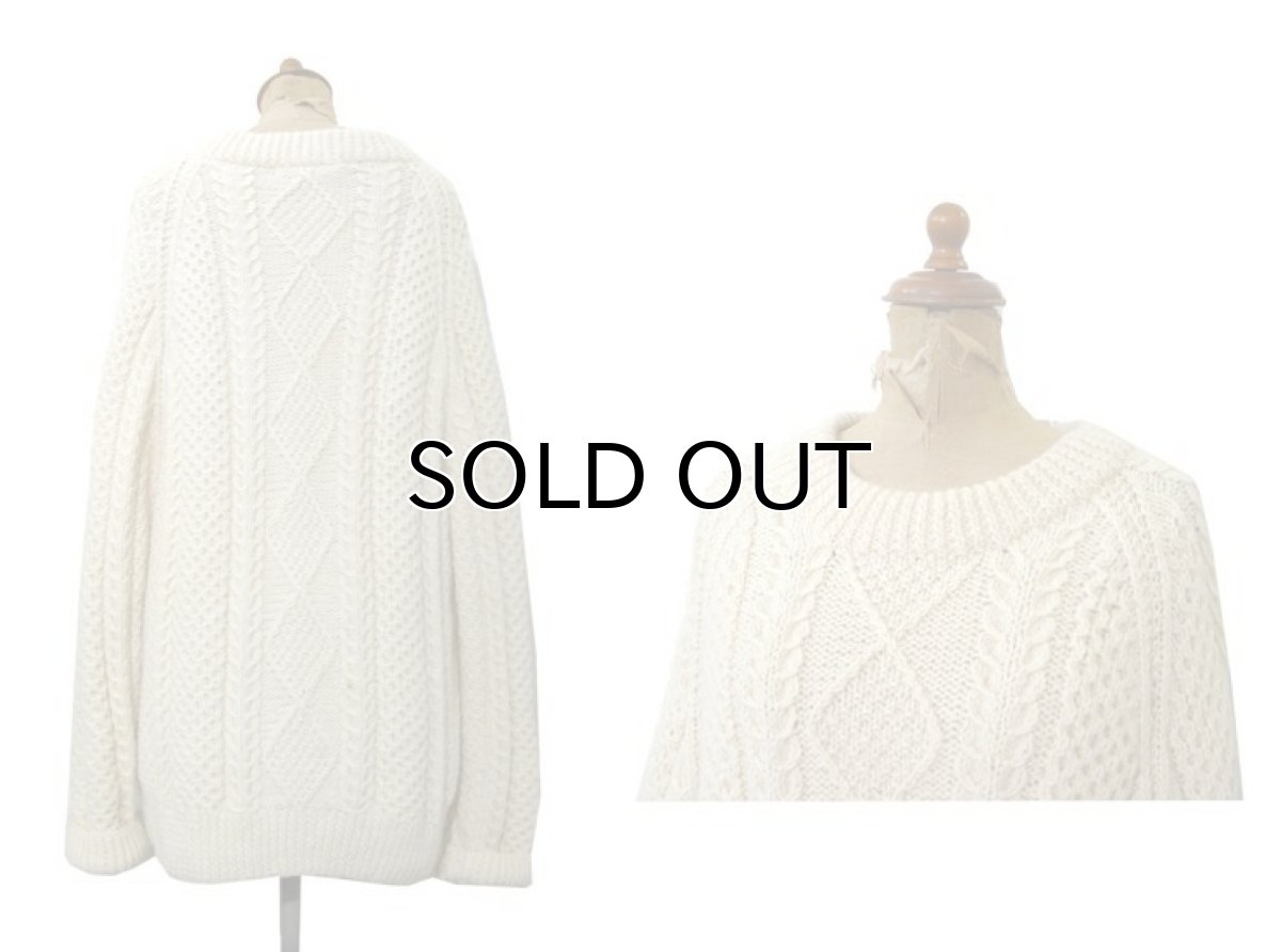 画像2: "Shiela Handknits" Fisherman's Sweater -made in Republic of IRELAND-　NATURAL　size M - L (表記 不明) (2)