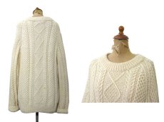 画像2: "Shiela Handknits" Fisherman's Sweater -made in Republic of IRELAND-　NATURAL　size M - L (表記 不明) (2)