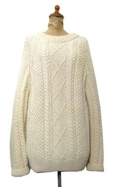 画像1: "Shiela Handknits" Fisherman's Sweater -made in Republic of IRELAND-　NATURAL　size M - L (表記 不明) (1)