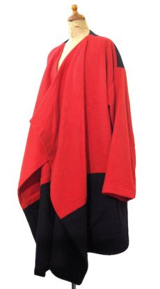 画像1: 1980's "PATRICK KELLY" Design Wool Coat -made in FRANCE-　Black / Red　size Free (1)