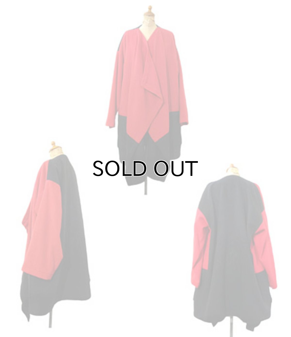 画像2: 1980's "PATRICK KELLY" Design Wool Coat -made in FRANCE- Black / Red size Free (2)