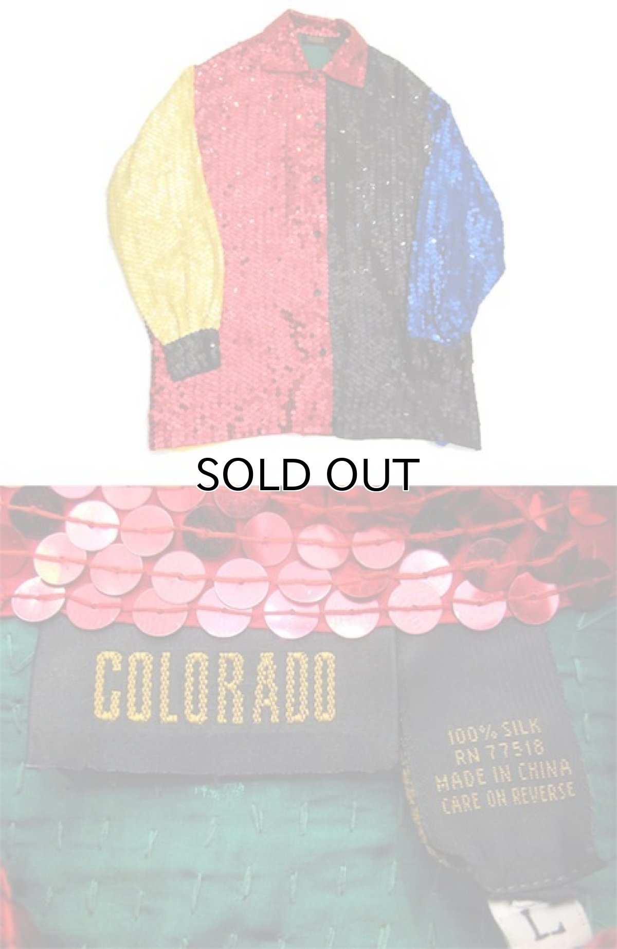 画像4: 1990's "COLORADO" L/S Spangles Shirts　Crazy Pattern　size M - L (表記 L) (4)