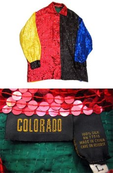 画像4: 1990's "COLORADO" L/S Spangles Shirts　Crazy Pattern　size M - L (表記 L) (4)