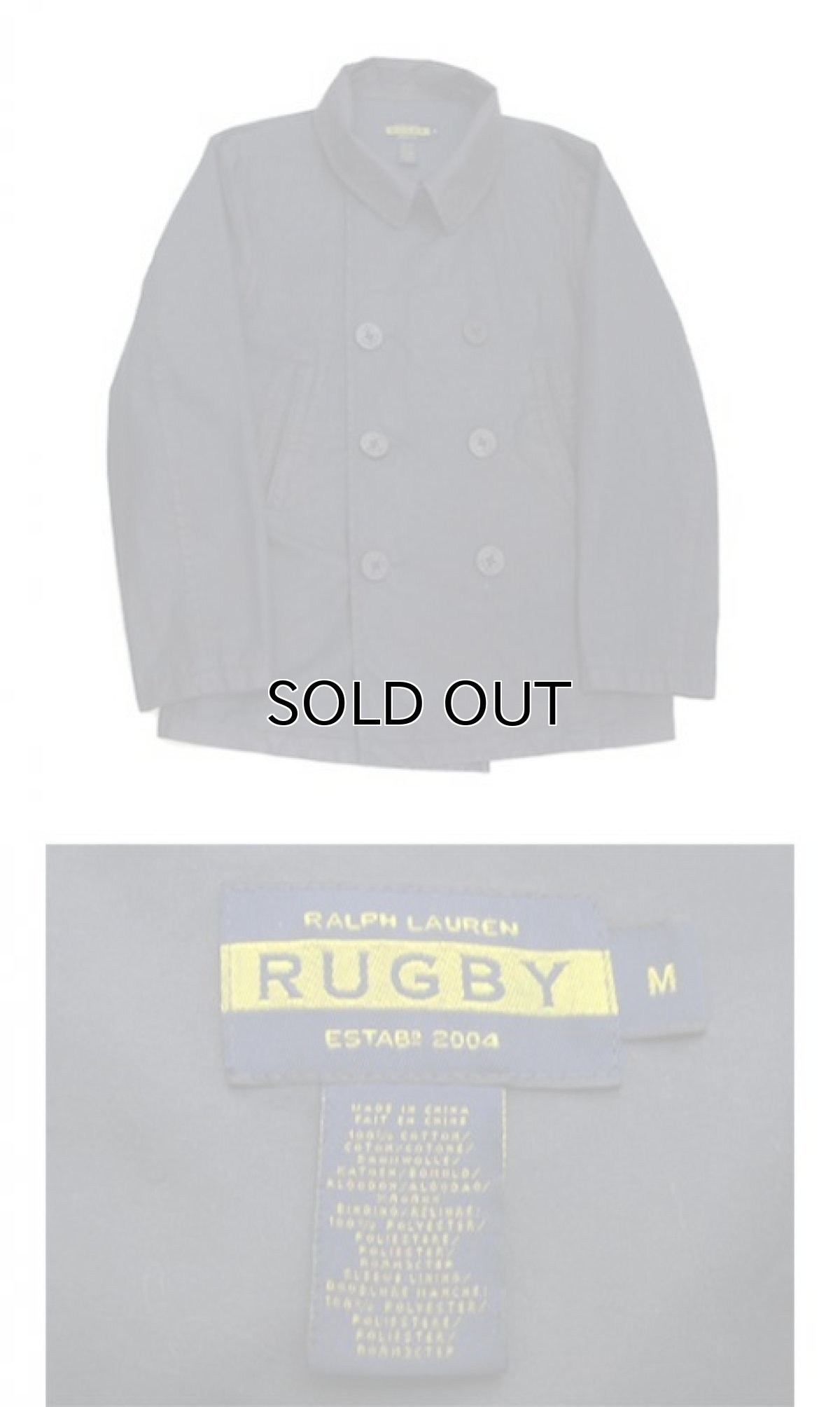 画像4: RALPH LAUREN "RUGBY" Wax Cotton P-Coat  DarkNavy size Medium (表記 M) (4)