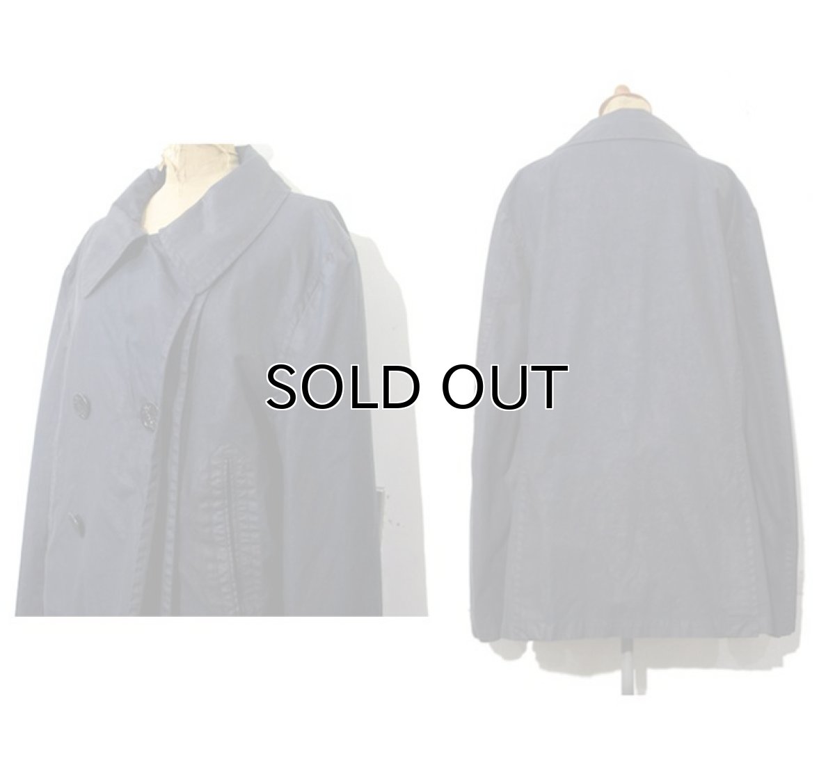 画像2: RALPH LAUREN "RUGBY" Wax Cotton P-Coat  DarkNavy size Medium (表記 M) (2)