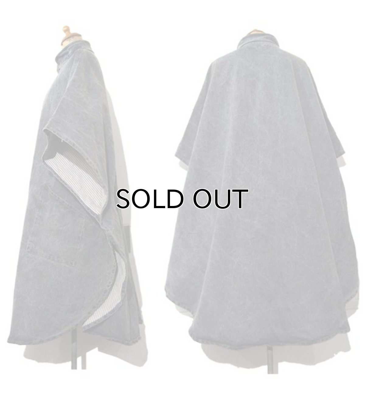 画像2: 1980's Denim Design Poncho　Black Denim　size Free (ONE SIZE FITS ALL) (2)