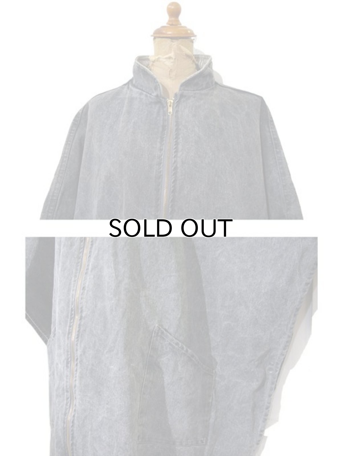 画像3: 1980's Denim Design Poncho　Black Denim　size Free (ONE SIZE FITS ALL) (3)