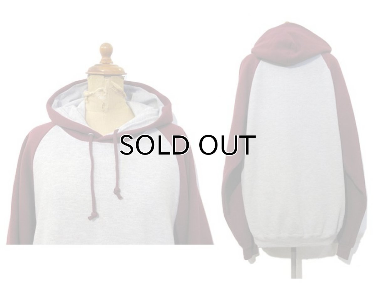 画像2: "JERZEES" Two-Tone Sweat Parka Grey / Burgundy size L (表記 M) (2)