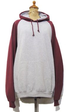 画像1: "JERZEES" Two-Tone Sweat Parka　Grey / Burgundy　size L (表記 M) (1)