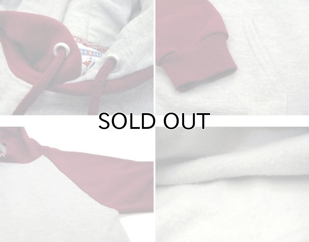 画像4: "JERZEES" Two-Tone Sweat Parka Grey / Burgundy size L (表記 M) (4)