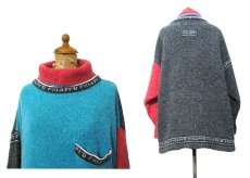 画像2: 1980-90's "KITTY HAWK" Hi-Neck Design Sweater　Blue / Red / Charcoal　size L - XL (表記 M) (2)