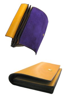 画像3: "JUTTA NEUMANN" Leather Wallet "the Waiter's Wallet"  color : Mustard / Purple 長財布 (3)