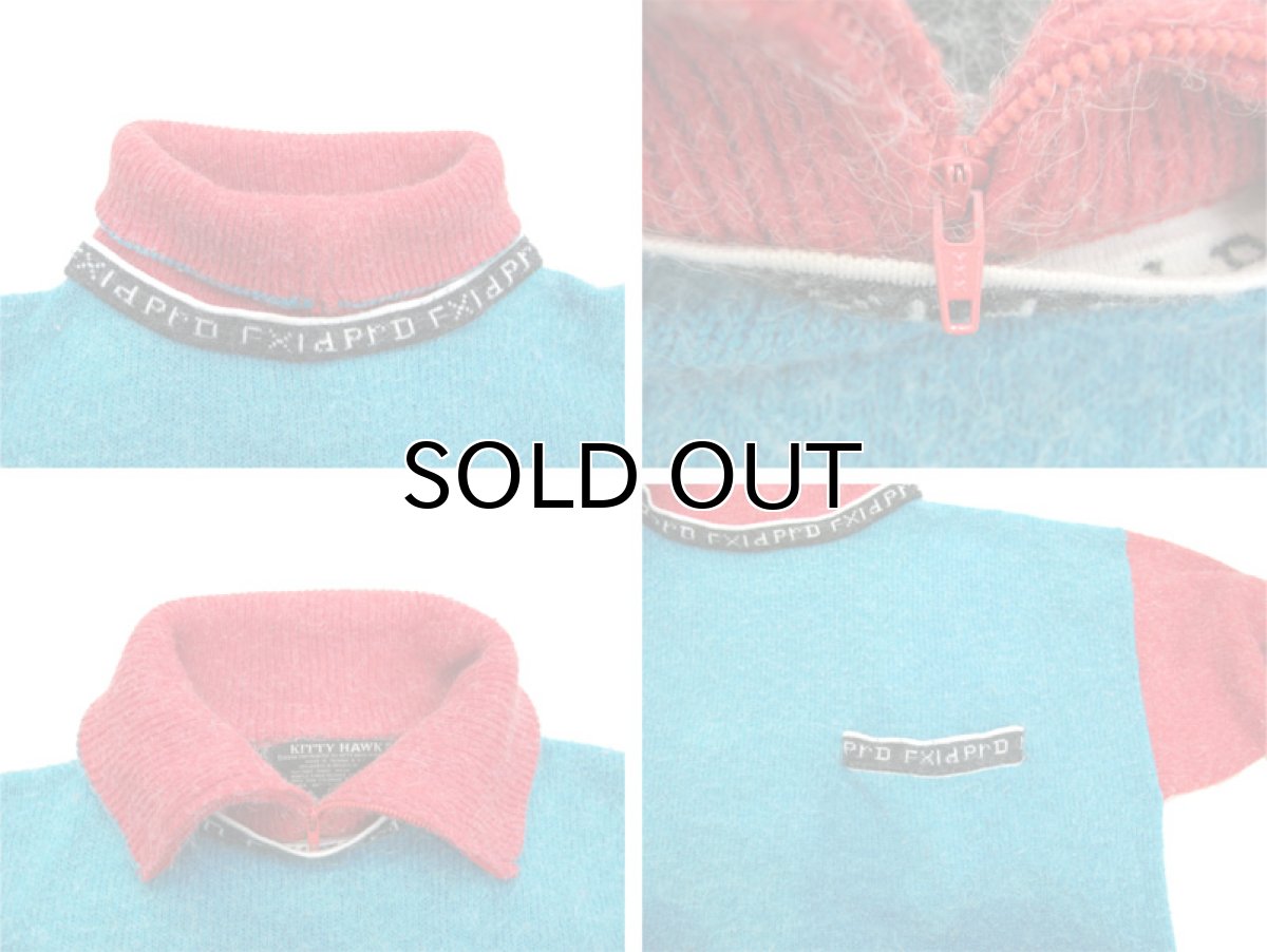 画像4: 1980-90's "KITTY HAWK" Hi-Neck Design Sweater Blue / Red / Charcoal size L - XL (表記 M) (4)