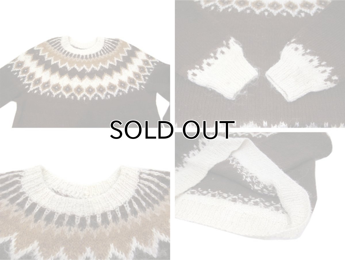 画像4: OLD Alpaca Wool Nordic Sweater　BROWN　size L - XL (表記 不明) (4)