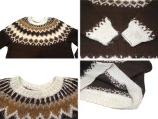 画像4: OLD Alpaca Wool Nordic Sweater　BROWN　size L - XL (表記 不明) (4)