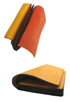 画像3: "JUTTA NEUMANN" Leather Wallet "the Waiter's Wallet"  color : Mustard / Orange 長財布 (3)