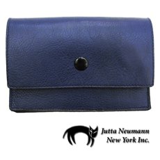 画像1: "JUTTA NEUMANN" Leather Wallet "the Waiter's Wallet" Medium Size　color : Navy / Grey (1)