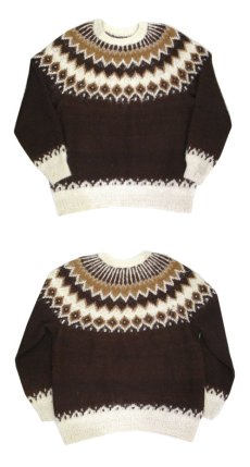 画像3: OLD Alpaca Wool Nordic Sweater　BROWN　size L - XL (表記 不明) (3)