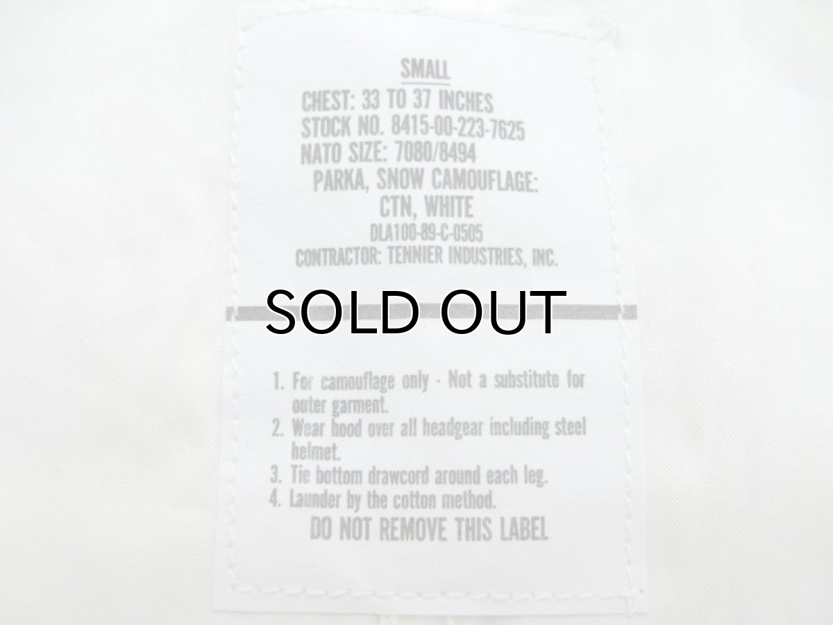 画像5: 1980's U.S.Military Fishtail Snow Camouflage Parka　Dead Stock　WHITE　size Small (5)