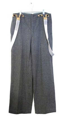 画像1: 1960's OLD Europe Wool Trousers with Suspender　GREY　size w 33 inch (1)