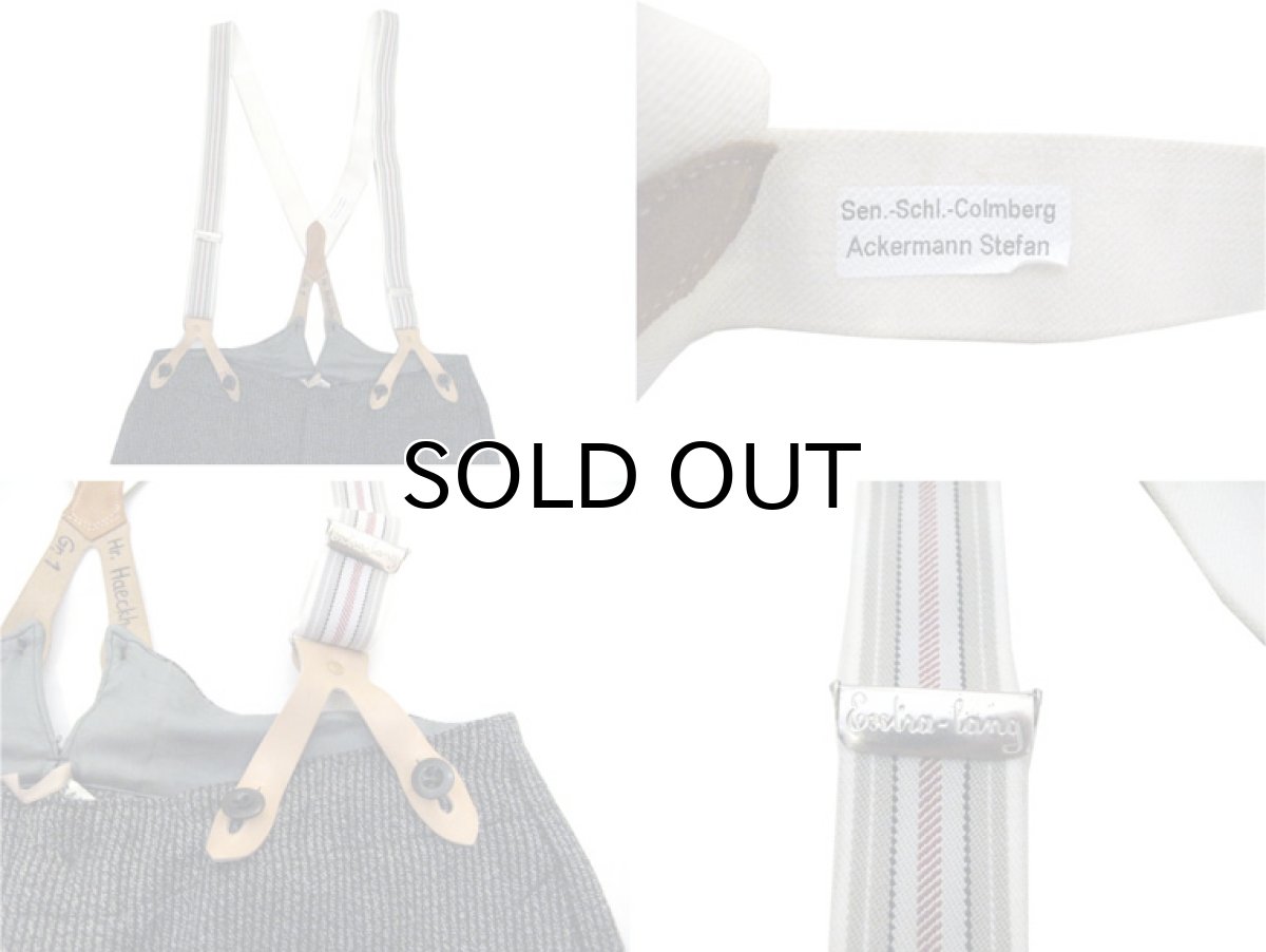 画像8: 1960's OLD Europe Wool Trousers with Suspender GREY size w 33 inch (8)