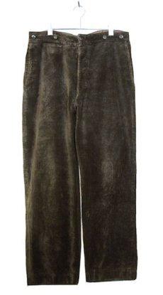 画像1: 1940's French "La Levre" Wide Wall Corduroy Trousers　BROWN　size w 34 ~ 36 inch (1)