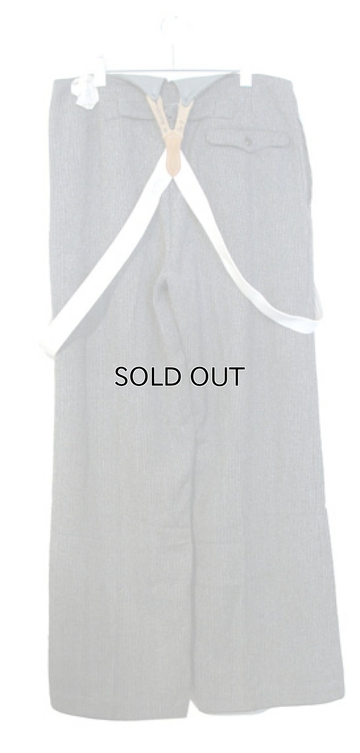 画像2: 1960's OLD Europe Wool Trousers with Suspender GREY size w 33 inch (2)