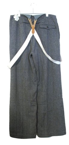 画像2: 1960's OLD Europe Wool Trousers with Suspender　GREY　size w 33 inch (2)