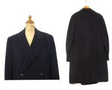 画像2: 1960's "Morris & Sons" Double Breasted Cashmere Coat　BLACK　size M - L (表記 不明) (2)