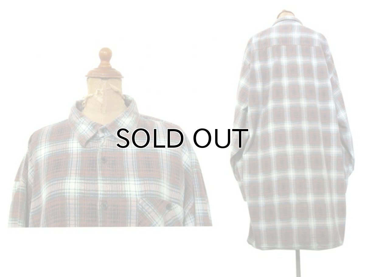 画像2: 1970's Europe L/S Flannel Long Shirts Brown / Green size XL (2)