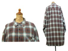 画像2: 1970's Europe L/S Flannel Long Shirts　Brown / Green　size XL (2)