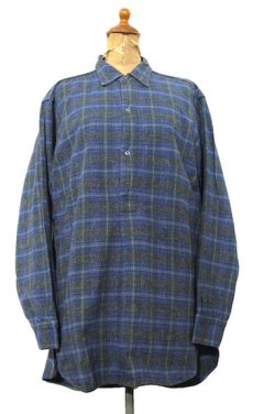 画像1: 1960's~ Europe L/S Pullover Long Shirts　BLUE　size M - L (1)