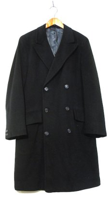 画像1: 1960's "Morris & Sons" Double Breasted Cashmere Coat　BLACK　size M - L (表記 不明) (1)