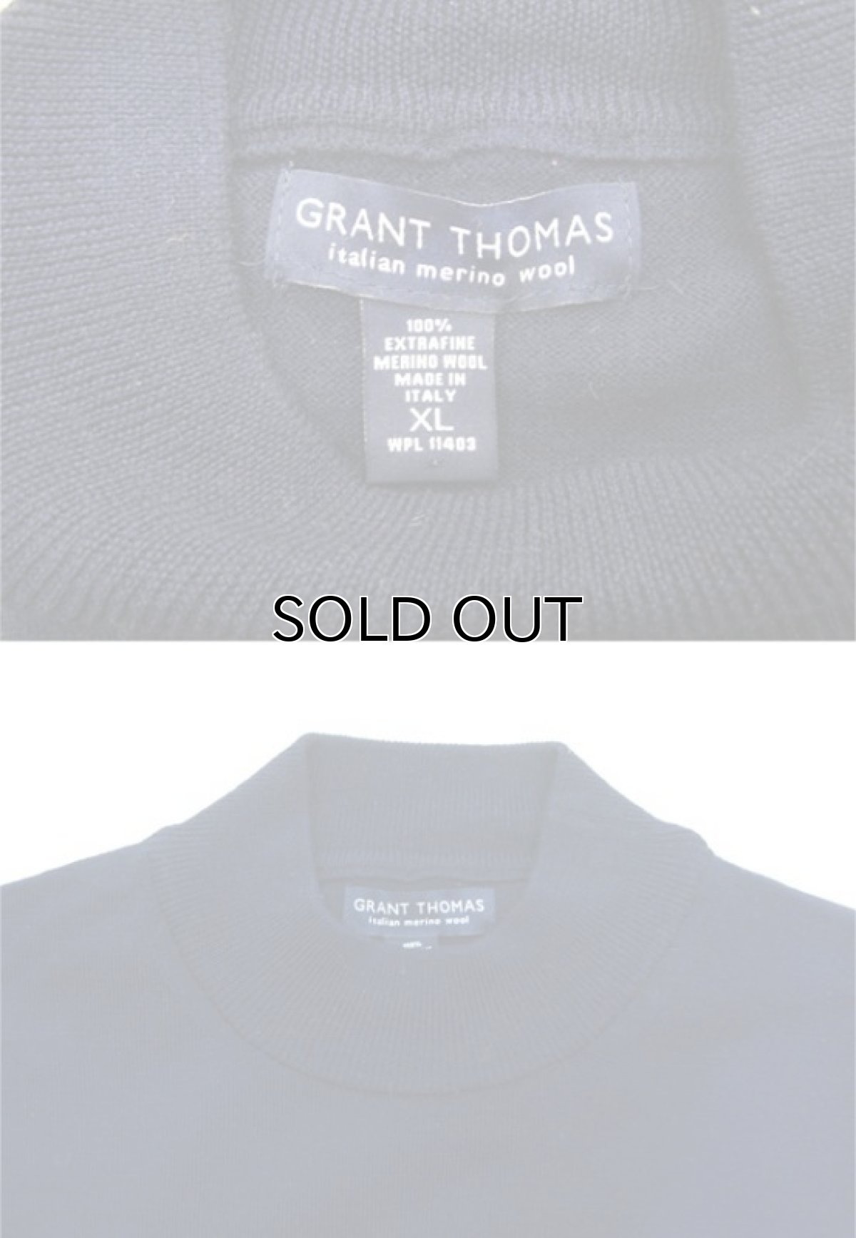 画像4: "GRANT THOMAS" Merino Wool Mock Neck Knit -made in ITALY-　NAVY　size L (表記 XL) (4)