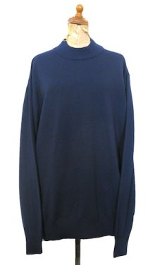 画像1: "GRANT THOMAS" Merino Wool Mock Neck Knit -made in ITALY-　NAVY　size L (表記 XL) (1)