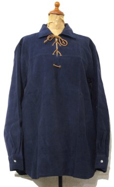 画像1: 1960's ARROW  Chamois Cloth Lace Up Pullover Shirts　NAVY　size M (表記 MEDIUM 15-15 1/2) (1)