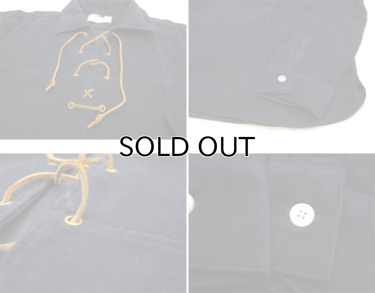 画像4: 1960's ARROW  Chamois Cloth Lace Up Pullover Shirts NAVY size M (表記 MEDIUM 15-15 1/2) (4)