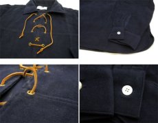 画像4: 1960's ARROW  Chamois Cloth Lace Up Pullover Shirts　NAVY　size M (表記 MEDIUM 15-15 1/2) (4)