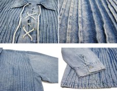 画像4: Europe  Acid Wash L/S Lace Up Pullover Shirts　Blue　size L-XL (表記不明) (4)