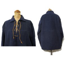 画像2: 1960's ARROW  Chamois Cloth Lace Up Pullover Shirts　NAVY　size M (表記 MEDIUM 15-15 1/2) (2)